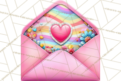 Swirling Valentine Hearts Continuous Line Art Pink Heart Product Image 2