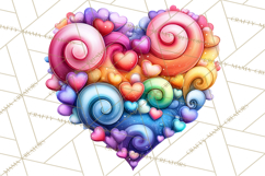 Swirling Valentine Hearts Continuous Line Art Pink Heart Product Image 3