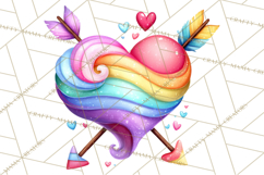 Swirling Valentine Hearts Continuous Line Art Pink Heart Product Image 4