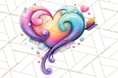 Swirling Valentine Hearts Continuous Line Art Pink Heart Product Image 5