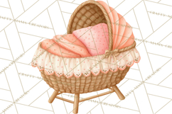 Baby Nursery Clipart PNG, Peach Coral Baby Shower Decor Product Image 5