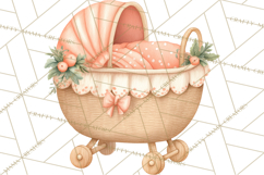 Baby Nursery Clipart PNG, Peach Coral Baby Shower Decor Product Image 2