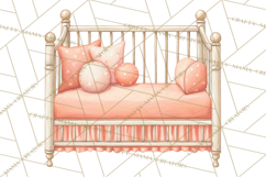 Baby Nursery Clipart PNG, Peach Coral Baby Shower Decor Product Image 4