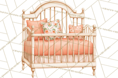 Baby Nursery Clipart PNG, Peach Coral Baby Shower Decor Product Image 5