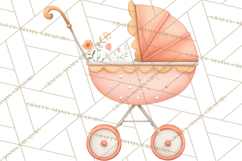 Baby Nursery Clipart PNG, Peach Coral Baby Shower Decor Product Image 3