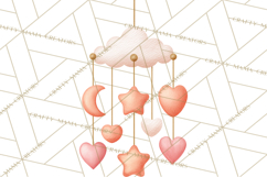 Baby Nursery Clipart PNG, Peach Coral Baby Shower Decor Product Image 2