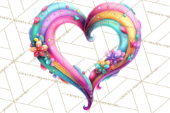 Swirling Valentine Hearts Continuous Line Art Pink Heart Product Image 3