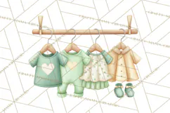 Baby Nursery Clipart PNG, Mint Cream Baby Shower Decor Product Image 3