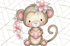 Valentine Jungle Animals PNG, Mini World, Cute Safari Hearts Product Image 3