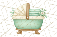 Baby Nursery Clipart PNG, Mint Cream Baby Shower Decor Product Image 5
