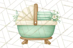 Baby Nursery Clipart PNG, Mint Cream Baby Shower Decor Product Image 5