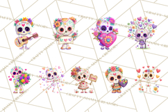 Valentine Sugar Skull Skeleton Clipart, Calavera PNG Art Product Image 6