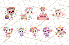 Valentine Sugar Skull Skeleton Clipart, Calavera PNG Art Product Image 8