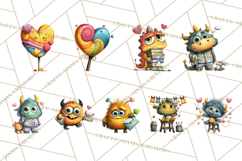 Quirky Valentine Monster Clipart PNG for Cute Printable Product Image 4