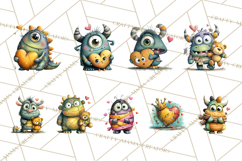 Quirky Valentine Monster Clipart PNG for Cute Printable Product Image 5