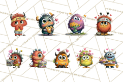 Quirky Valentine Monster Clipart PNG for Cute Printable Product Image 8