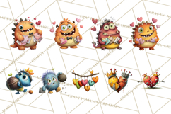 Quirky Valentine Monster Clipart PNG for Cute Printable Product Image 9