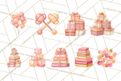 Baby Nursery Clipart PNG, Peach Coral Baby Shower Decor Product Image 6