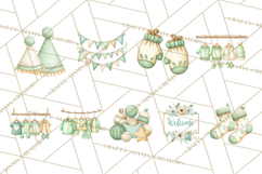 Baby Nursery Clipart PNG, Mint Cream Baby Shower Decor Product Image 6