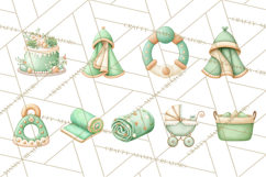Baby Nursery Clipart PNG, Mint Cream Baby Shower Decor Product Image 7