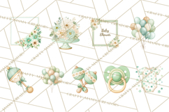 Baby Nursery Clipart PNG, Mint Cream Baby Shower Decor Product Image 8