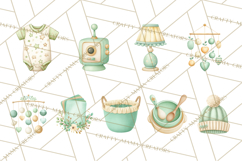 Baby Nursery Clipart PNG, Mint Cream Baby Shower Decor Product Image 9
