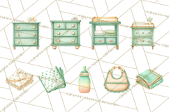Baby Nursery Clipart PNG, Mint Cream Baby Shower Decor Product Image 2