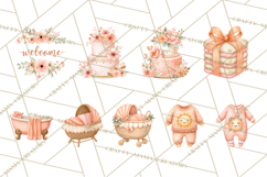 Baby Nursery Clipart PNG, Peach Coral Baby Shower Decor Product Image 3