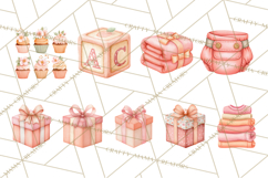 Baby Nursery Clipart PNG, Peach Coral Baby Shower Decor Product Image 5