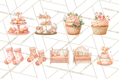 Baby Nursery Clipart PNG, Peach Coral Baby Shower Decor Product Image 7