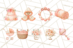 Baby Nursery Clipart PNG, Peach Coral Baby Shower Decor Product Image 8
