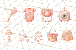Baby Nursery Clipart PNG, Peach Coral Baby Shower Decor Product Image 9
