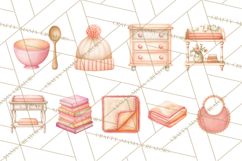 Baby Nursery Clipart PNG, Peach Coral Baby Shower Decor Product Image 4