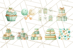 Baby Nursery Clipart PNG, Mint Cream Baby Shower Decor Product Image 4