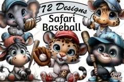 Safari Animals Playing Baseball Sports Clipart PNG Product Image 1