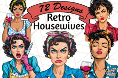 Vintage 1950s Housewife Clipart, Retro Woman Png Files Product Image 1