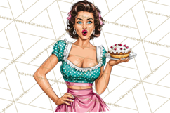 Vintage 1950s Housewife Clipart, Retro Woman Png Files Product Image 4