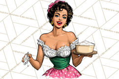 Vintage 1950s Housewife Clipart, Retro Woman Png Files Product Image 2
