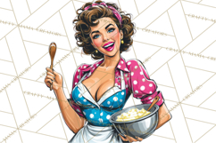 Vintage 1950s Housewife Clipart, Retro Woman Png Files Product Image 4