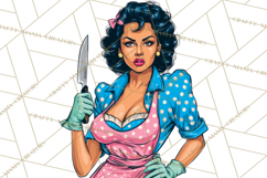 Vintage 1950s Housewife Clipart, Retro Woman Png Files Product Image 5