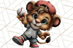 Safari Animals Playing Baseball Sports Clipart PNG Product Image 3