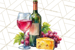 Watercolor Wine Clipart, Drinking Wine Png, Sublimation Product Image 4