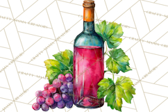 Watercolor Wine Clipart, Drinking Wine Png, Sublimation Product Image 2