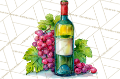 Watercolor Wine Clipart, Drinking Wine Png, Sublimation Product Image 3