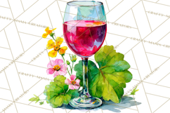Watercolor Wine Clipart, Drinking Wine Png, Sublimation Product Image 3