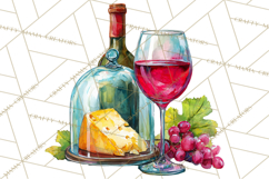 Watercolor Wine Clipart, Drinking Wine Png, Sublimation Product Image 4