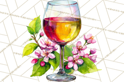 Watercolor Wine Clipart, Drinking Wine Png, Sublimation Product Image 4