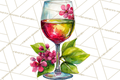 Watercolor Wine Clipart, Drinking Wine Png, Sublimation Product Image 2