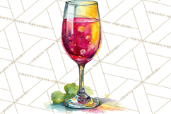 Watercolor Wine Clipart, Drinking Wine Png, Sublimation Product Image 5