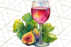 Watercolor Wine Clipart, Drinking Wine Png, Sublimation Product Image 3